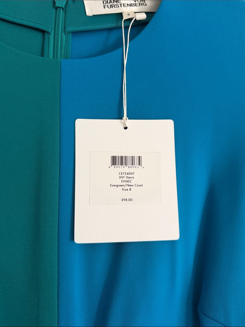 Diane Von Furstenberg Teal & Blue Colorblock Midi Dress - Picture 2 of 4